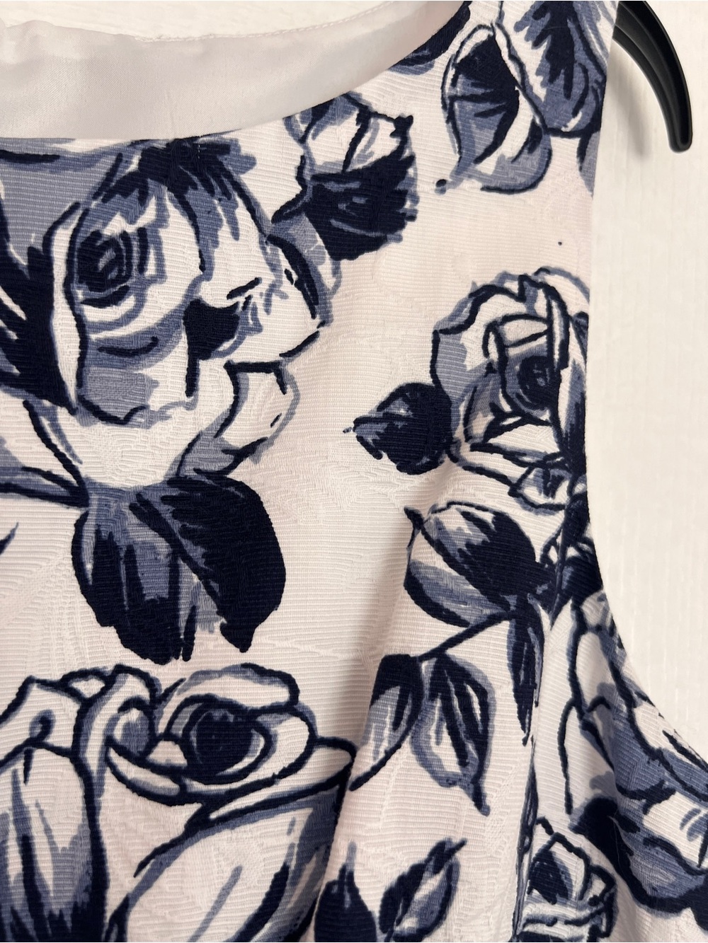 Talbots White Dress with Navy Rose Print - Picture 6 of 9